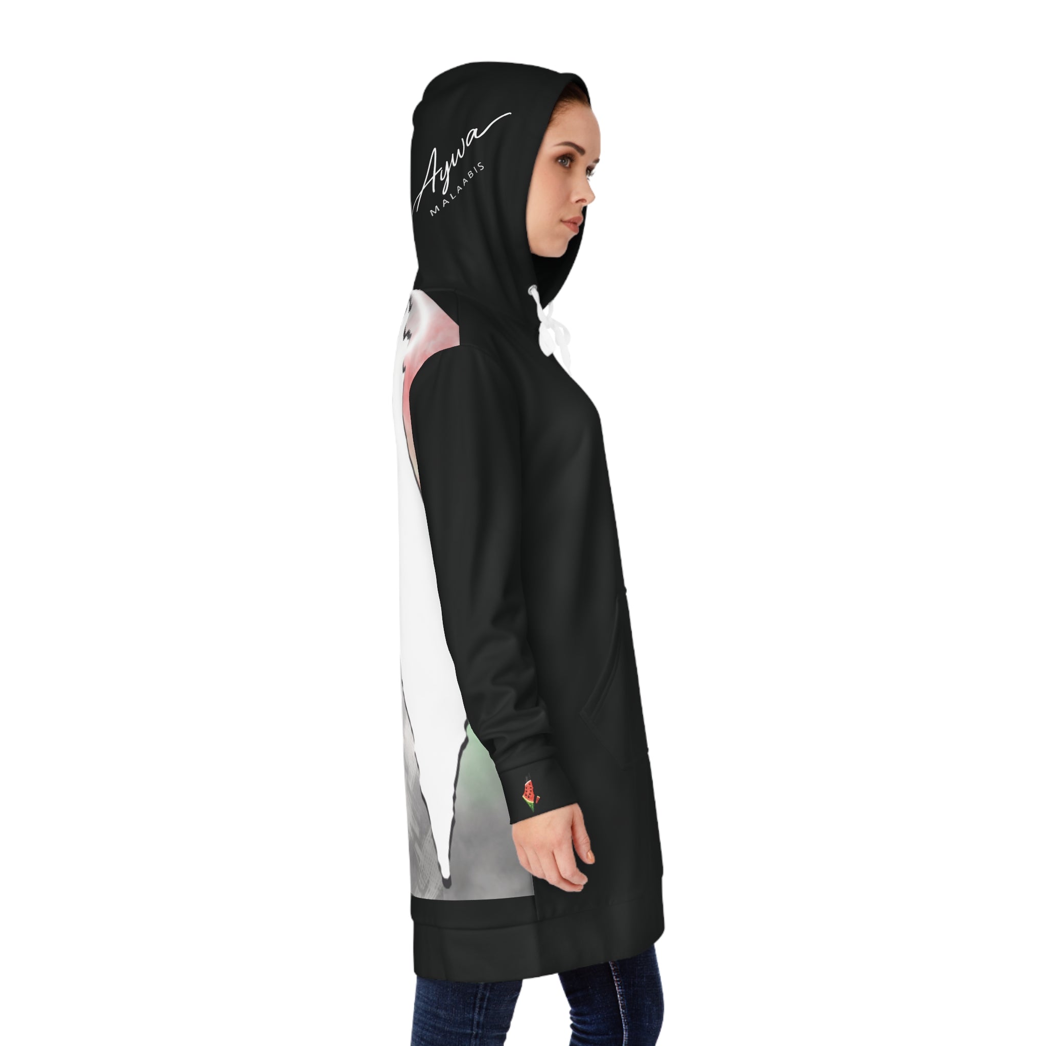 Aywa Malaabis - Aywa's Oversized Hoodie Dress - Small White Font