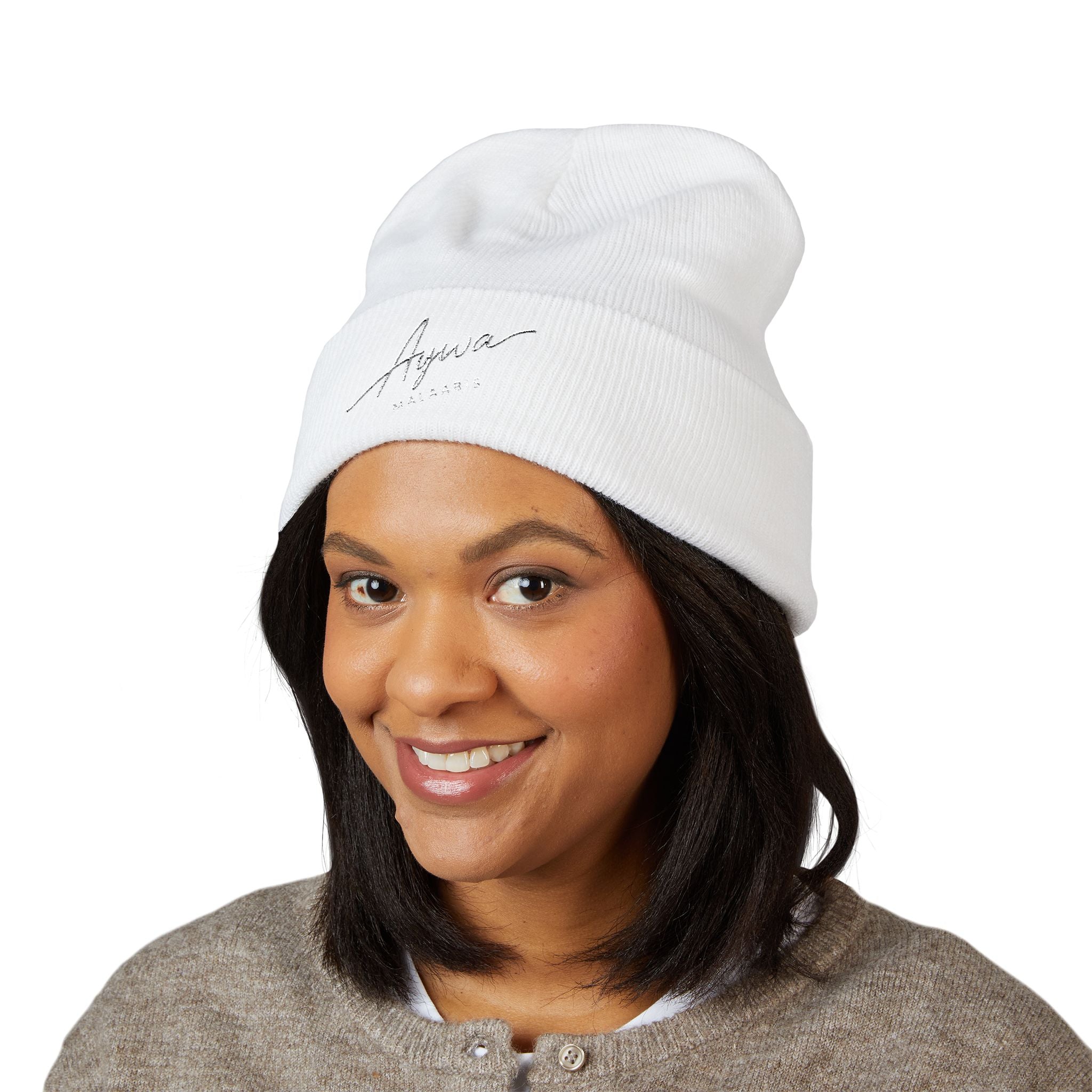 Aywa Malaabis Embroidered Beanie | Classic Cuffed Knit Hat | Minimal Streetwear Winter Cap