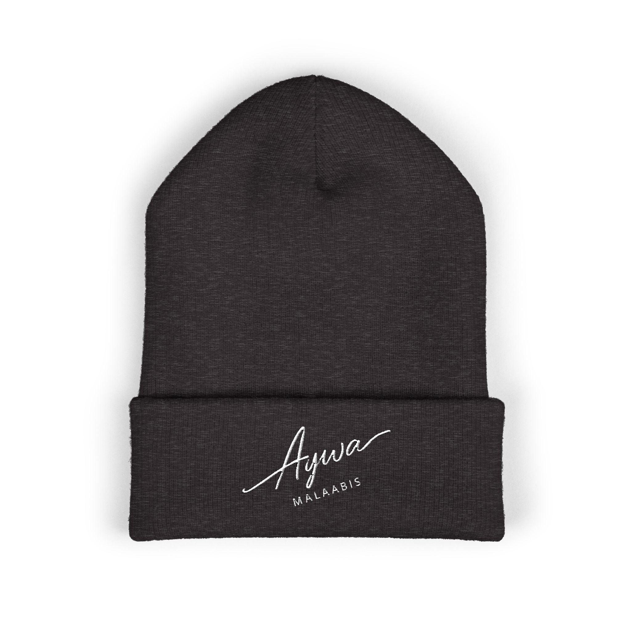 Aywa Malaabis Embroidered Beanie | Classic Cuffed Knit Hat | Minimal Streetwear Winter Cap