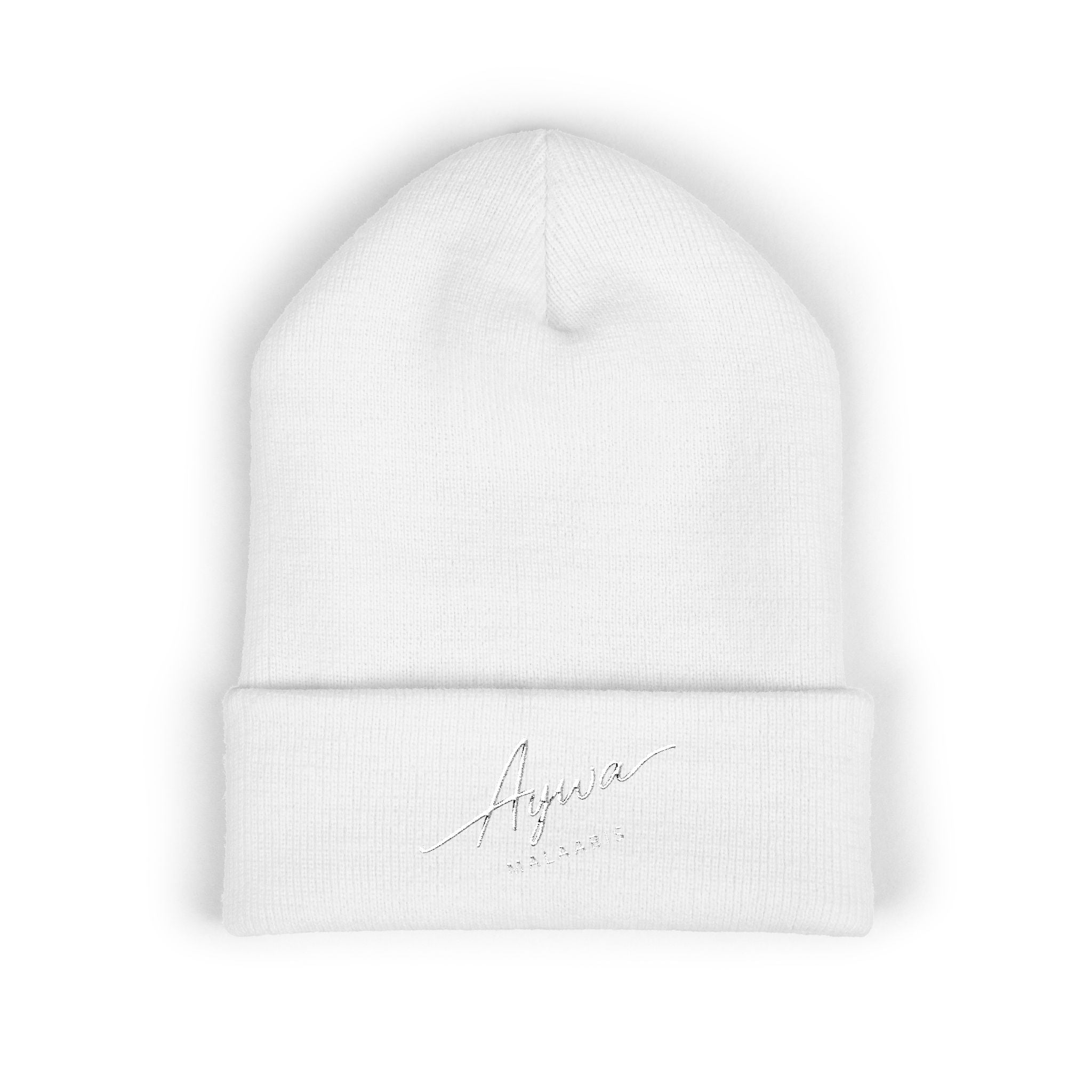 Aywa Malaabis Embroidered Beanie | Classic Cuffed Knit Hat | Minimal Streetwear Winter Cap