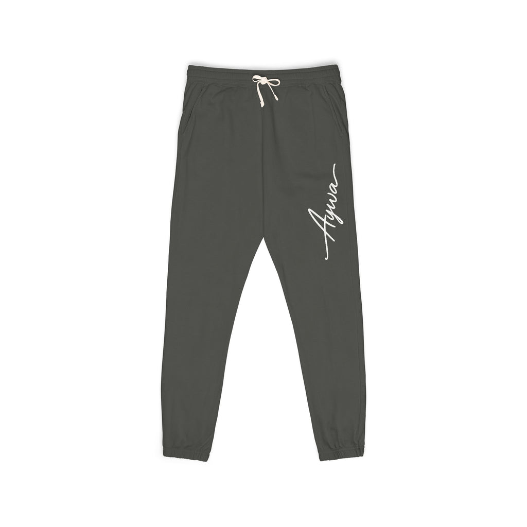 Aywa Joggers — "Amor" Script Graphic Fleece Sweatpants