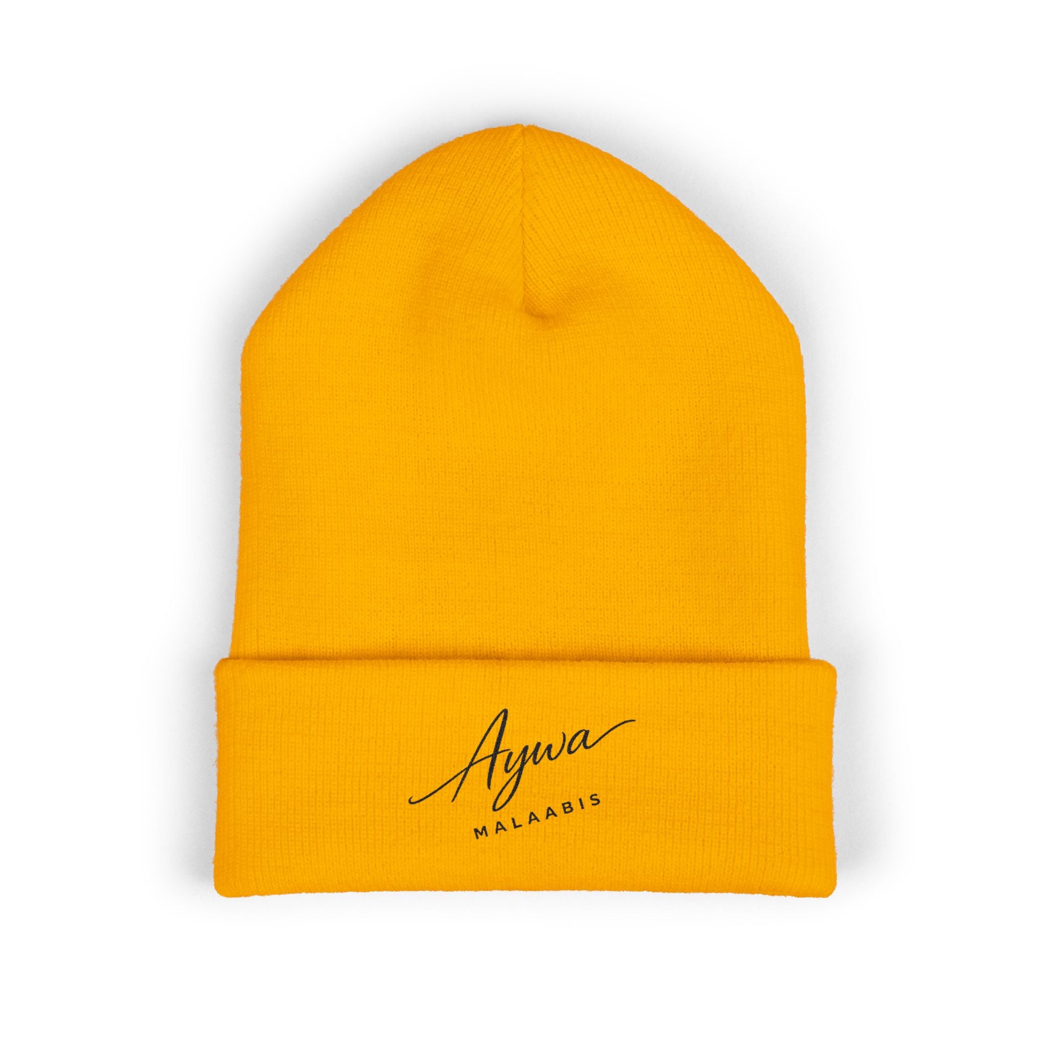 Aywa Malaabis Embroidered Beanie | Classic Cuffed Knit Hat | Minimal Streetwear Winter Cap