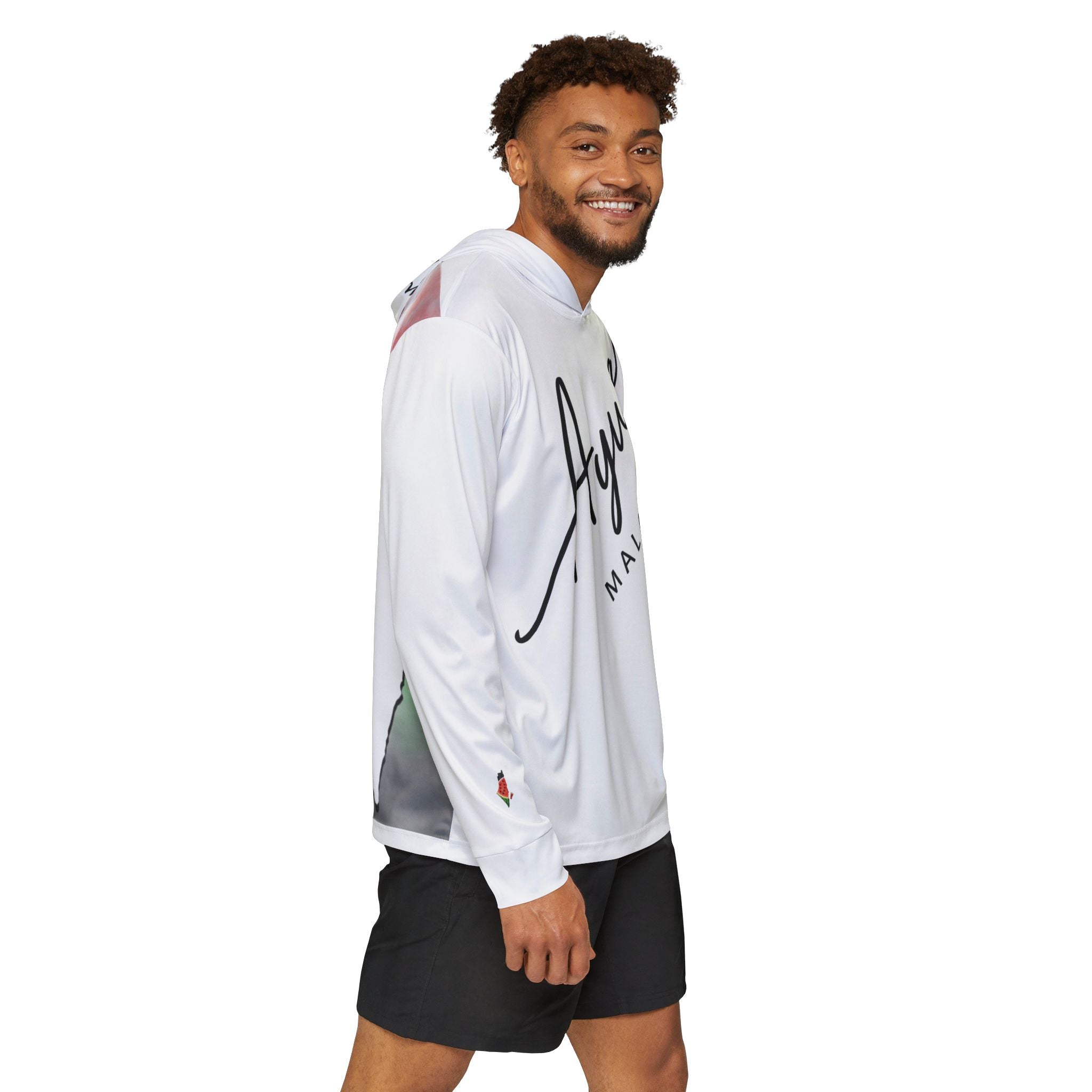 Aywa Malaabis - Aywa's Aqua Waves Sports Hoodie- Large Black Font