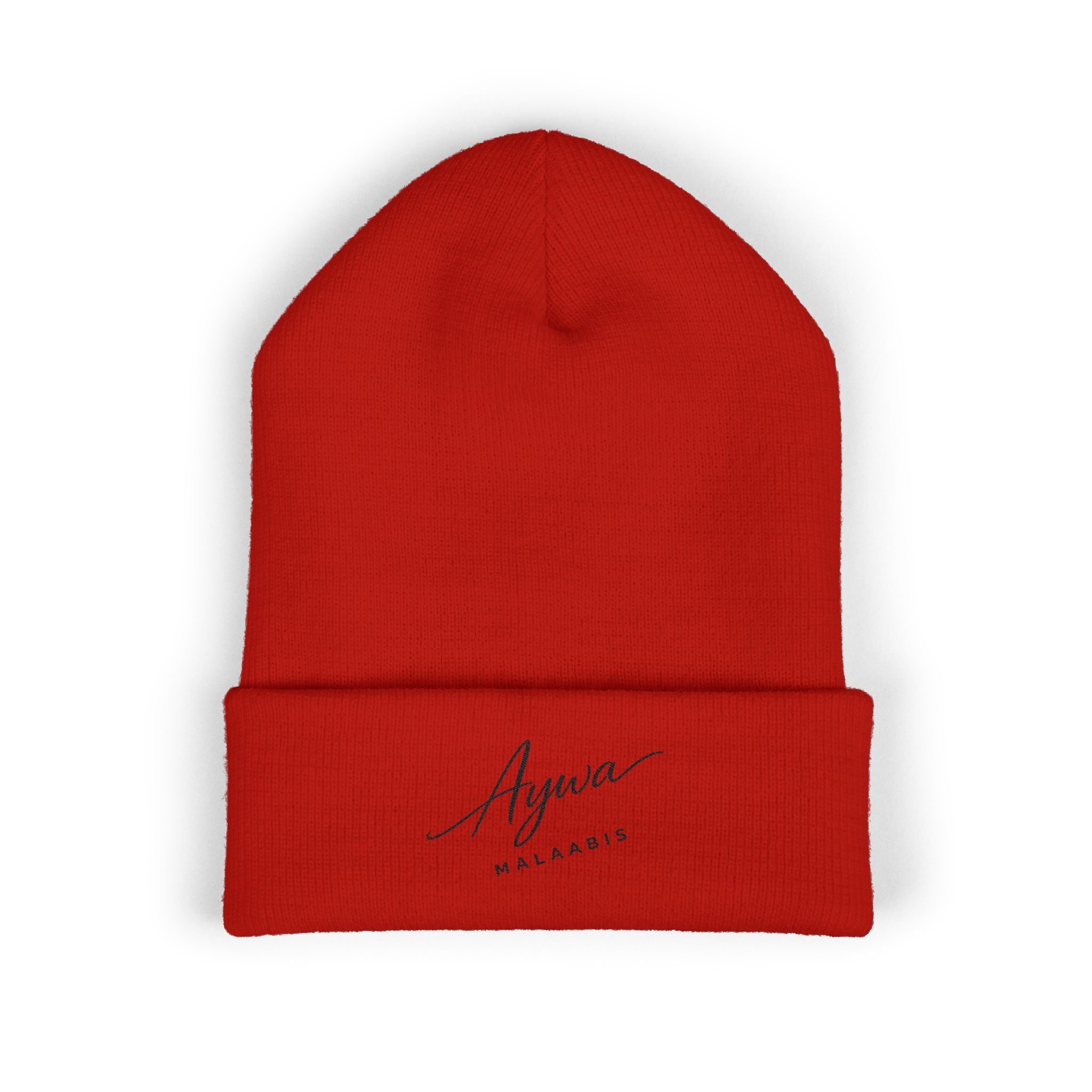 Aywa Malaabis Embroidered Beanie | Classic Cuffed Knit Hat | Minimal Streetwear Winter Cap