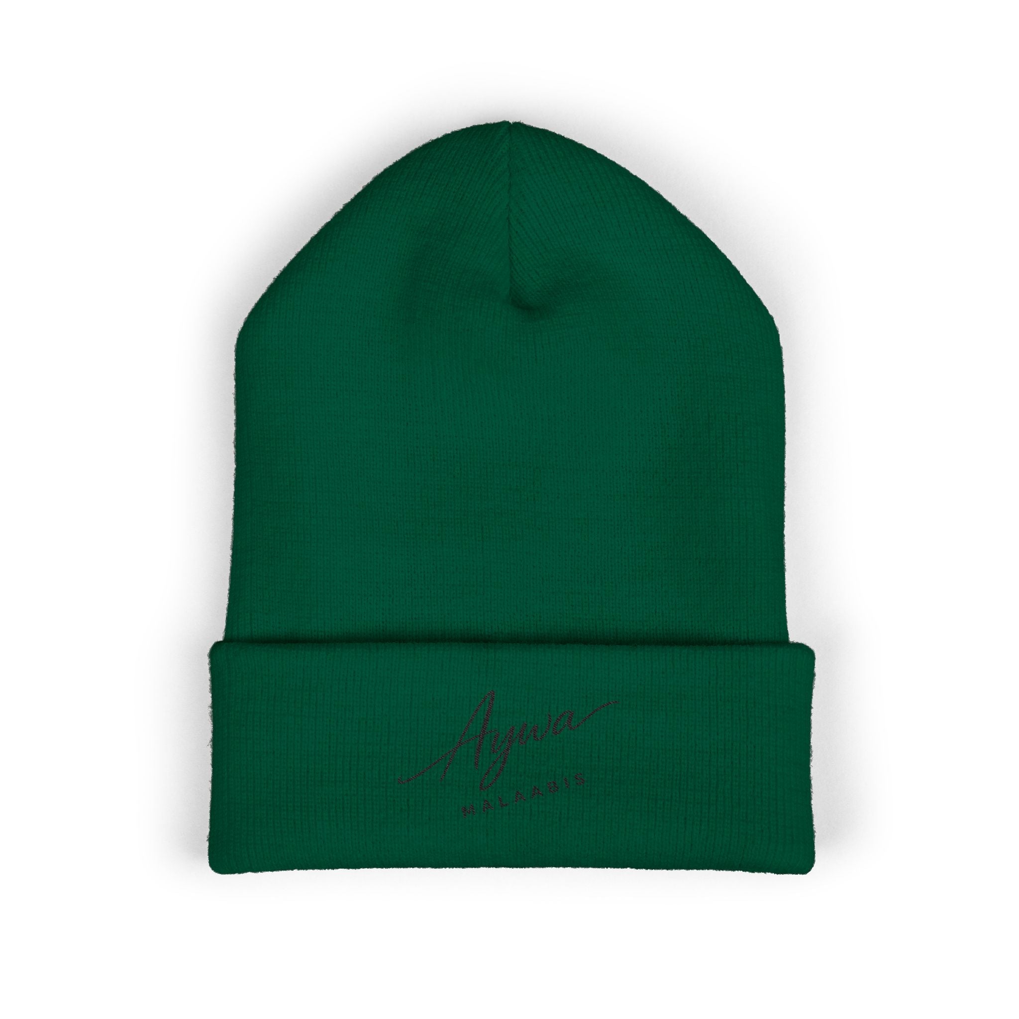 Aywa Malaabis Embroidered Beanie | Classic Cuffed Knit Hat | Minimal Streetwear Winter Cap