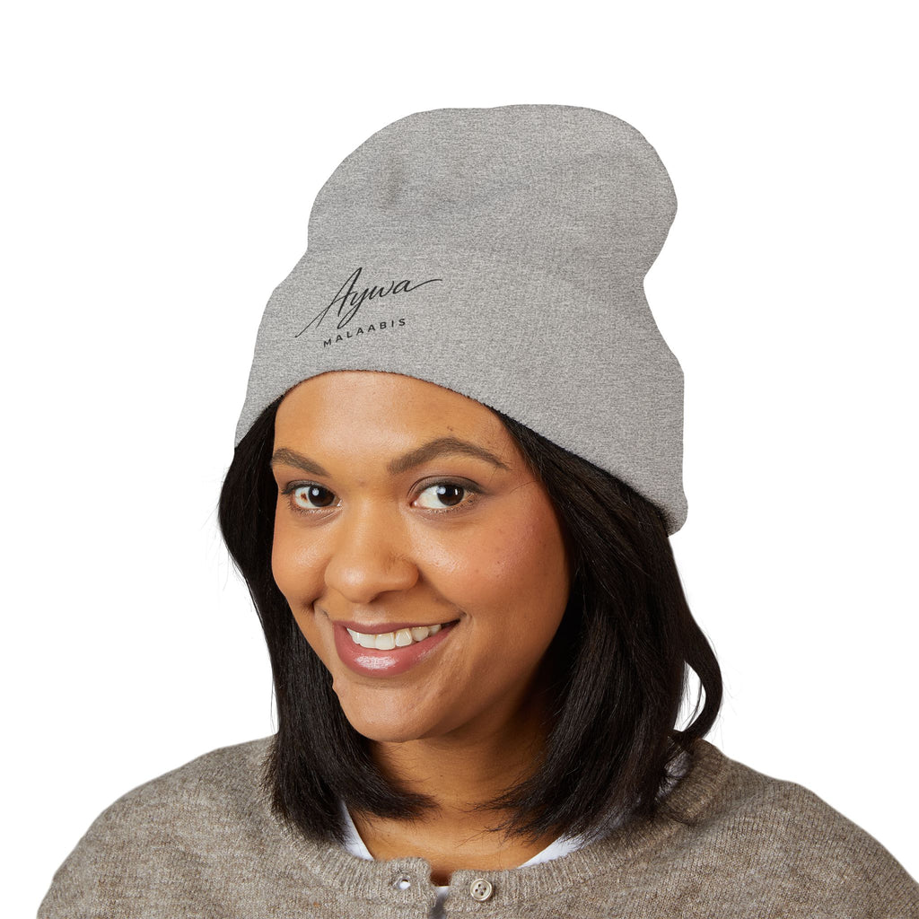Aywa Malaabis Embroidered Beanie | Classic Cuffed Knit Hat | Minimal Streetwear Winter Cap