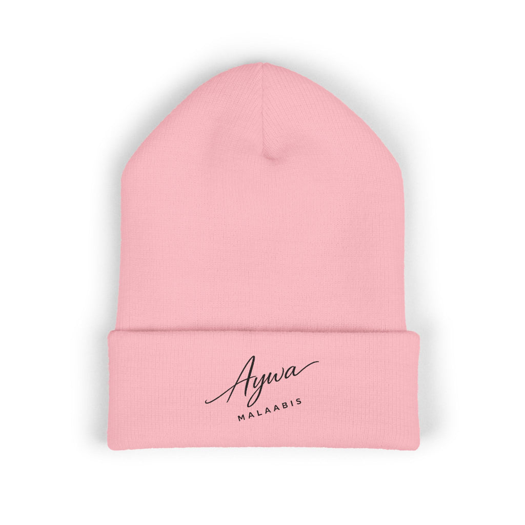 Aywa Malaabis Embroidered Beanie | Classic Cuffed Knit Hat | Minimal Streetwear Winter Cap
