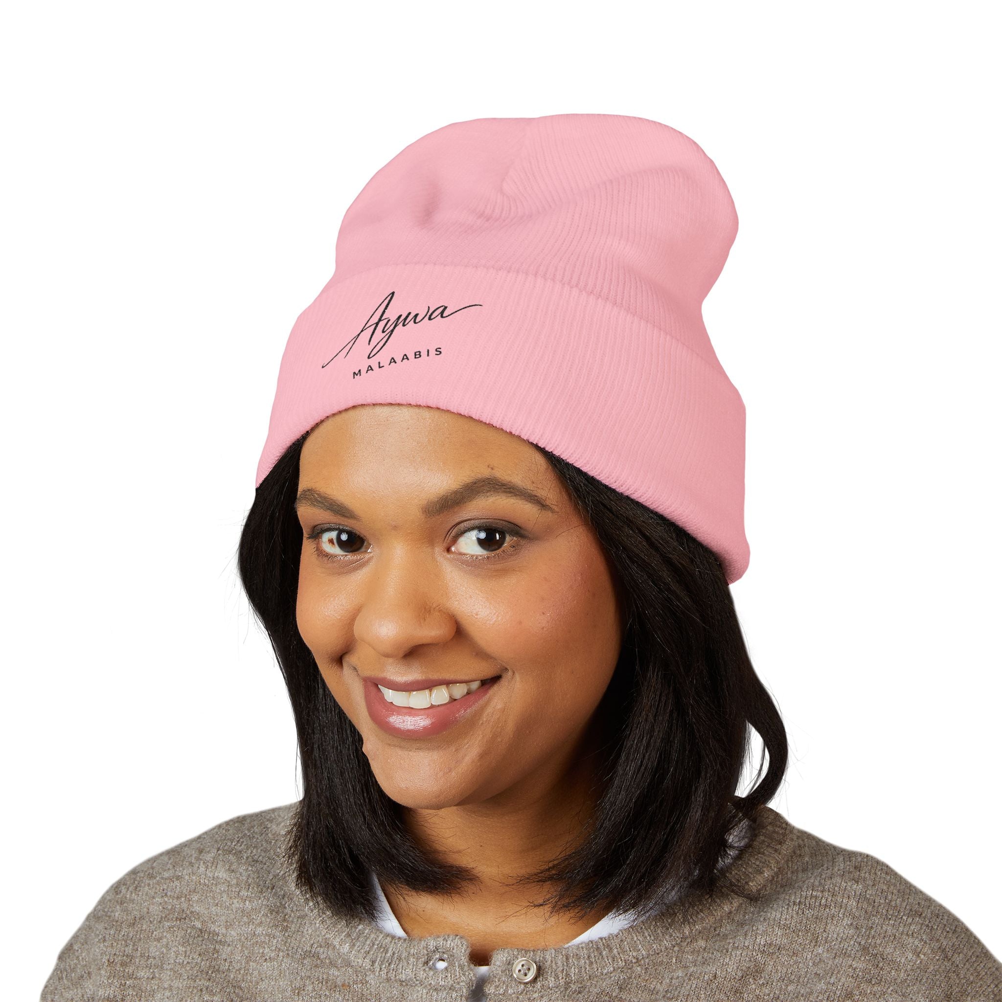 Aywa Malaabis Embroidered Beanie | Classic Cuffed Knit Hat | Minimal Streetwear Winter Cap