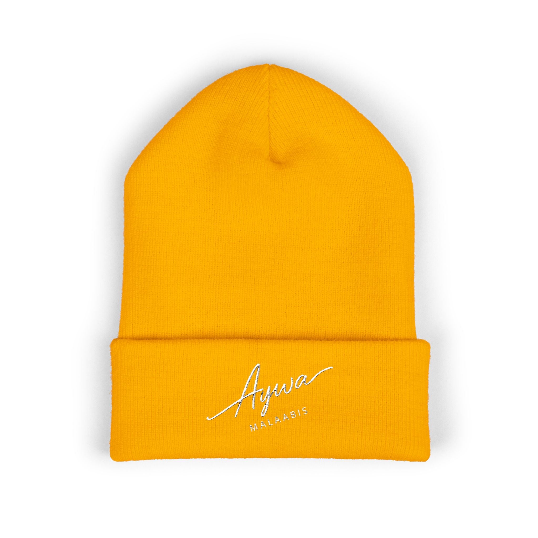 Aywa Malaabis Embroidered Beanie | Classic Cuffed Knit Hat | Minimal Streetwear Winter Cap
