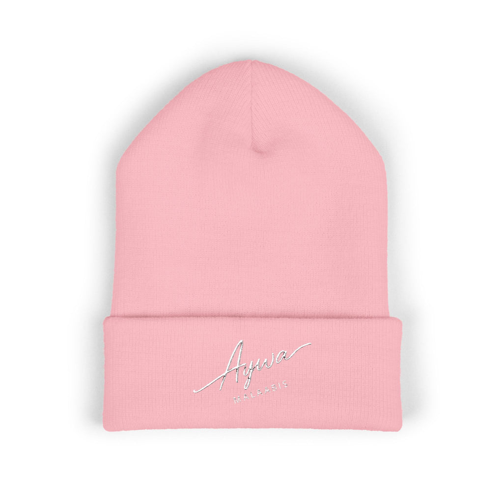 Aywa Malaabis Embroidered Beanie | Classic Cuffed Knit Hat | Minimal Streetwear Winter Cap
