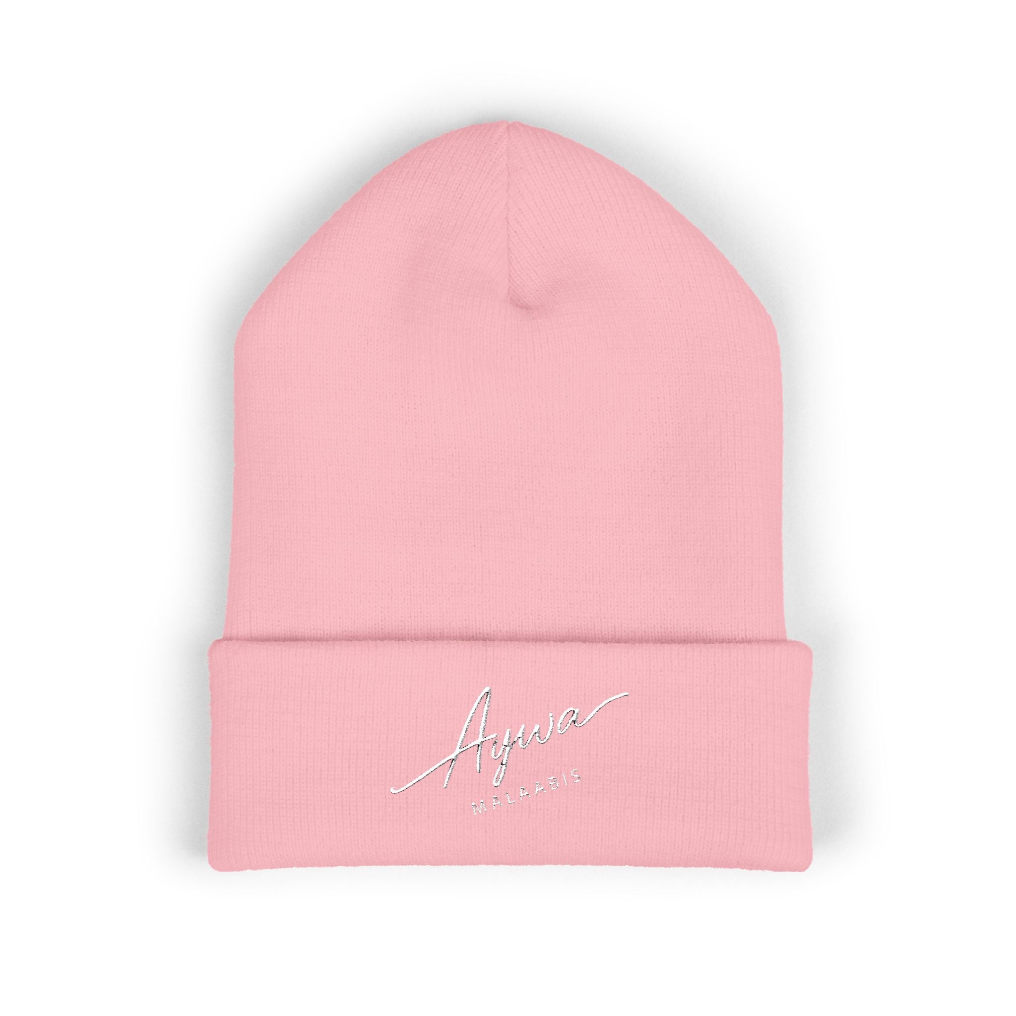 Aywa Malaabis Embroidered Beanie | Classic Cuffed Knit Hat | Minimal Streetwear Winter Cap