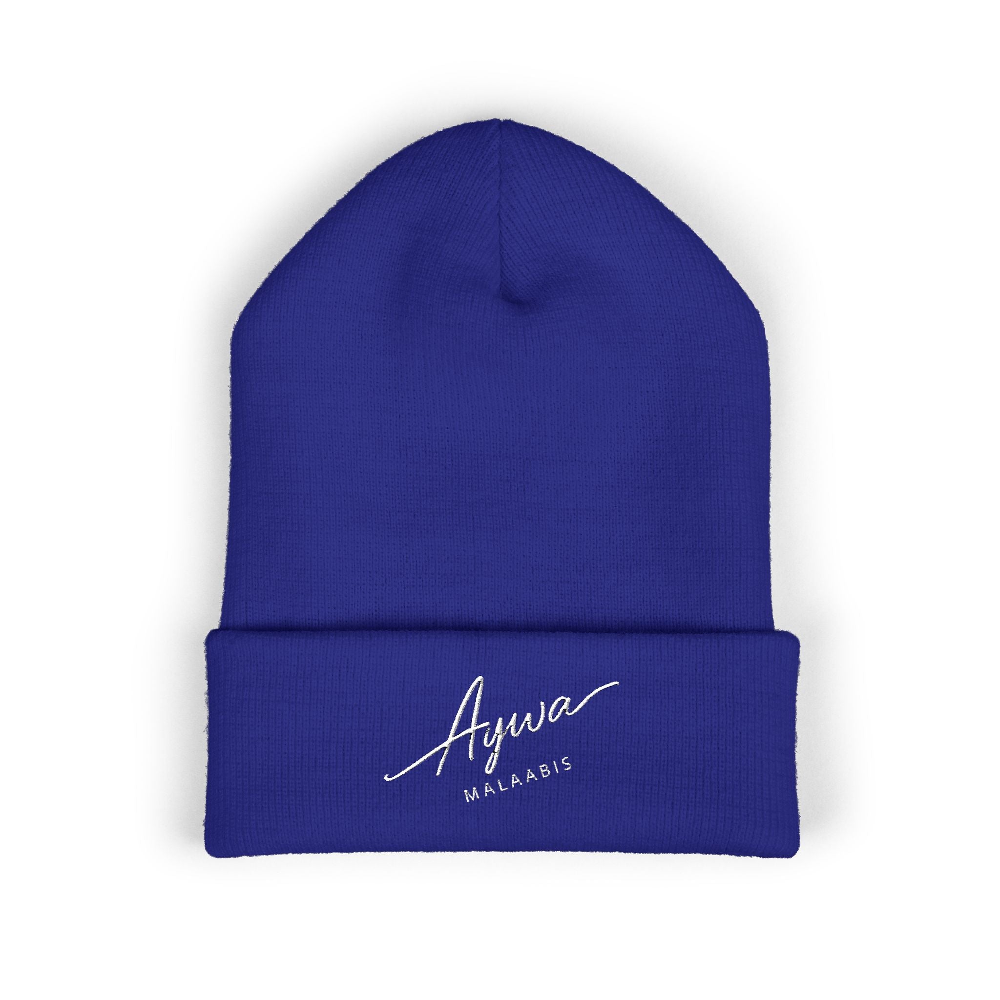 Aywa Malaabis Embroidered Beanie | Classic Cuffed Knit Hat | Minimal Streetwear Winter Cap