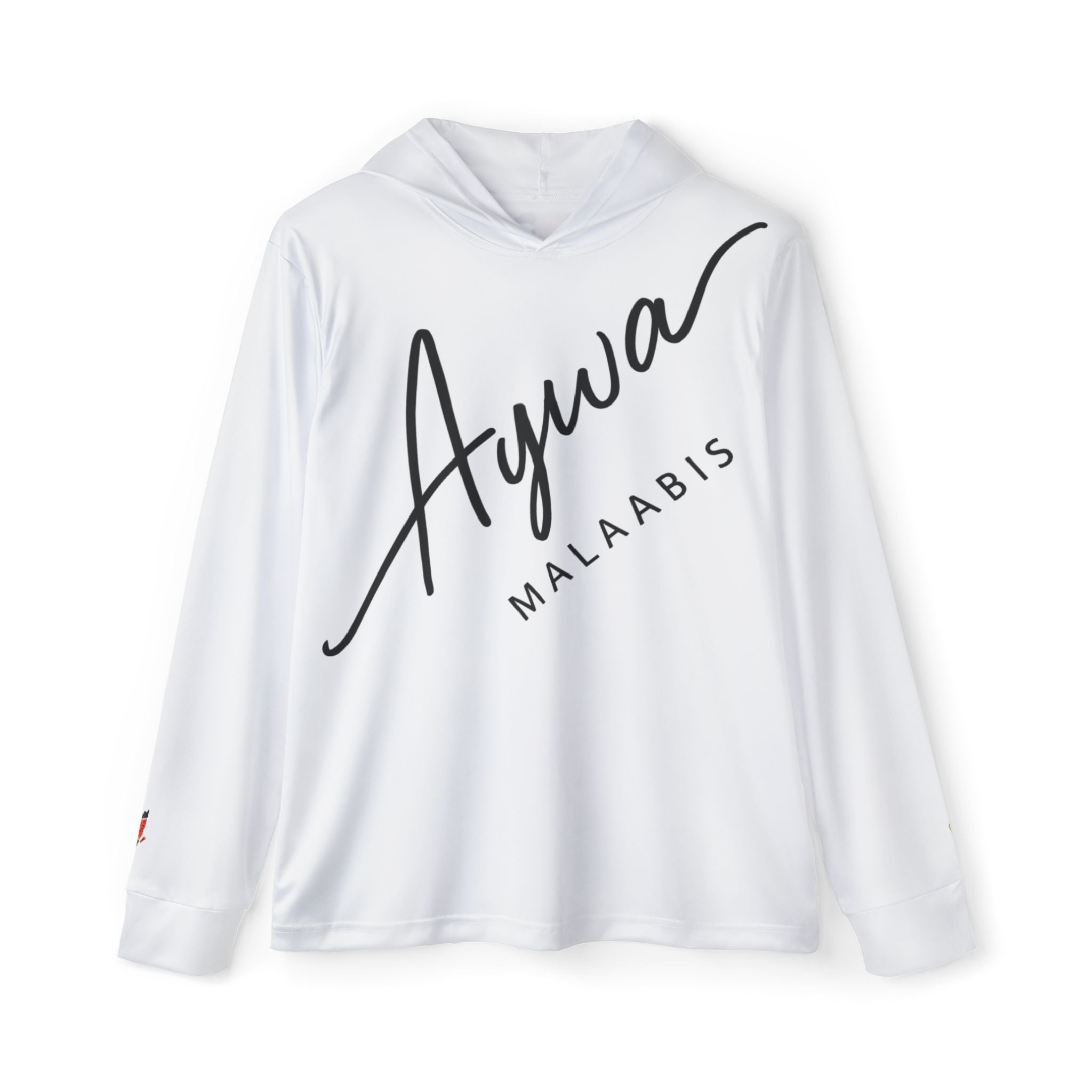 Aywa Malaabis - Aywa's Aqua Waves Sports Hoodie- Large Black Font
