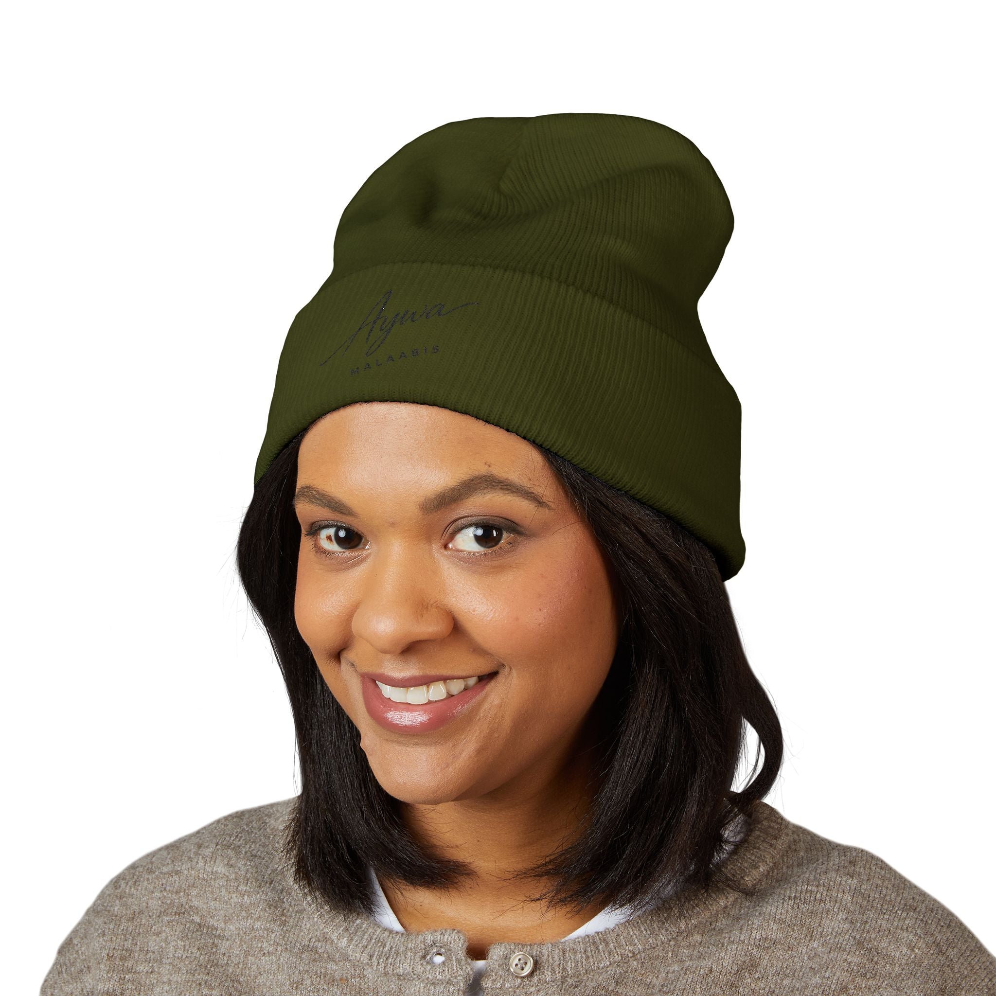 Aywa Malaabis Embroidered Beanie | Classic Cuffed Knit Hat | Minimal Streetwear Winter Cap