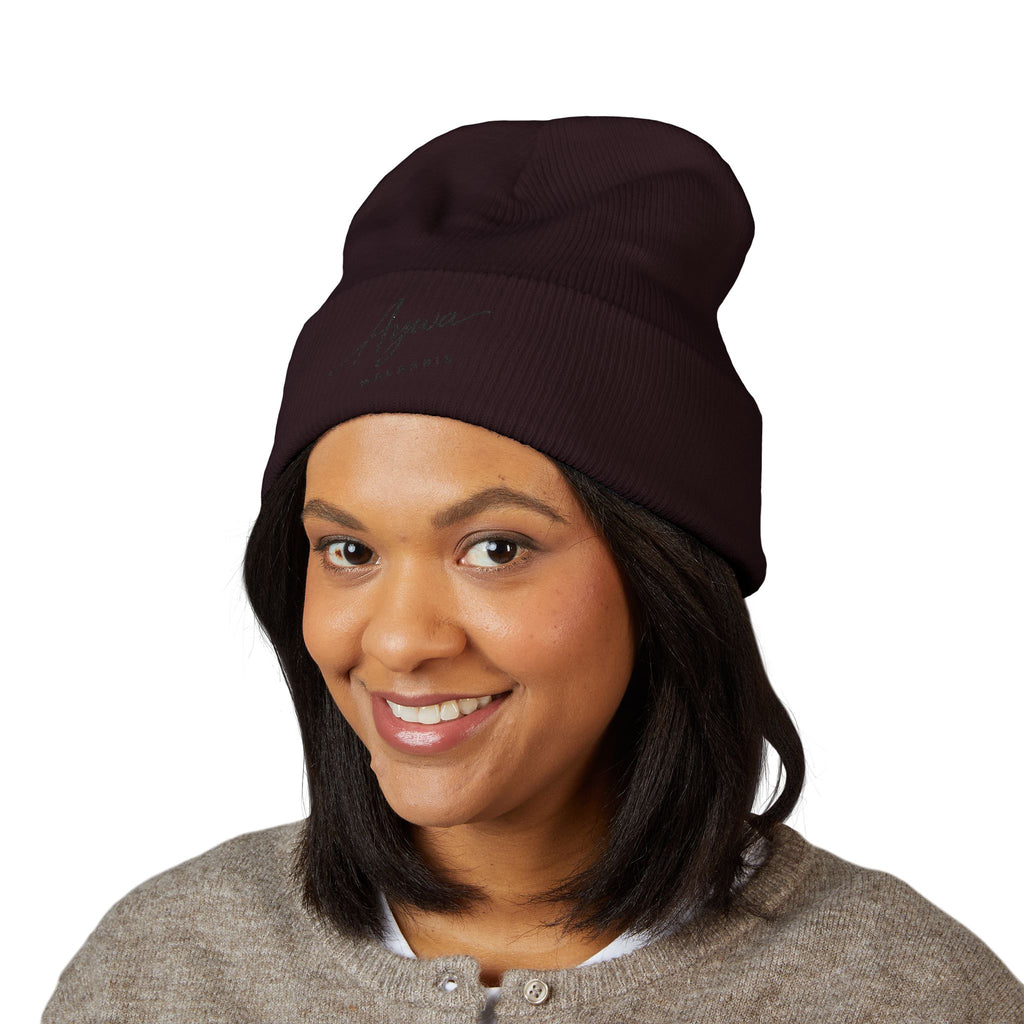 Aywa Malaabis Embroidered Beanie | Classic Cuffed Knit Hat | Minimal Streetwear Winter Cap