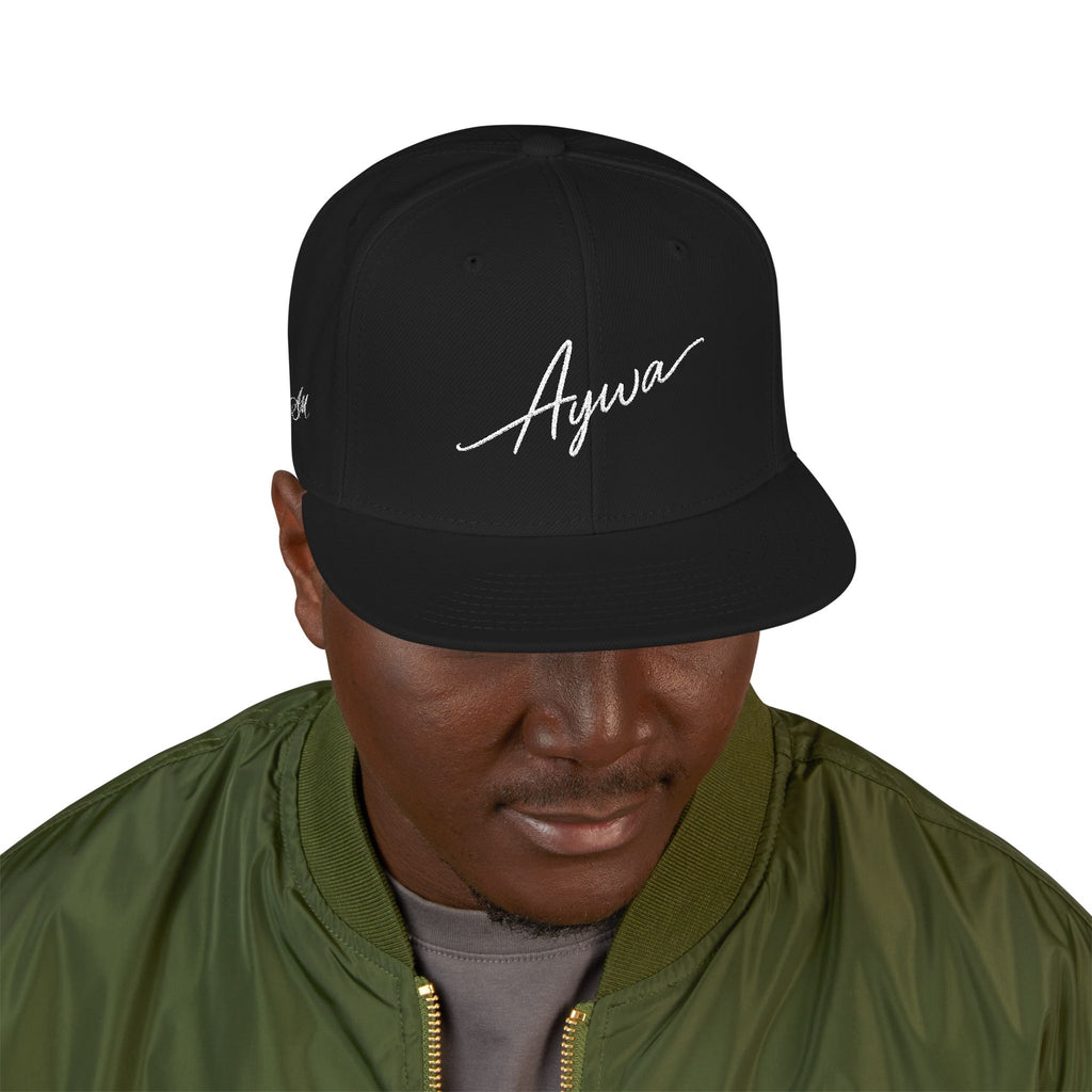 Aywa Malaabis Snapback Hat — Embroidered 'Aywa' Streetwear Cap