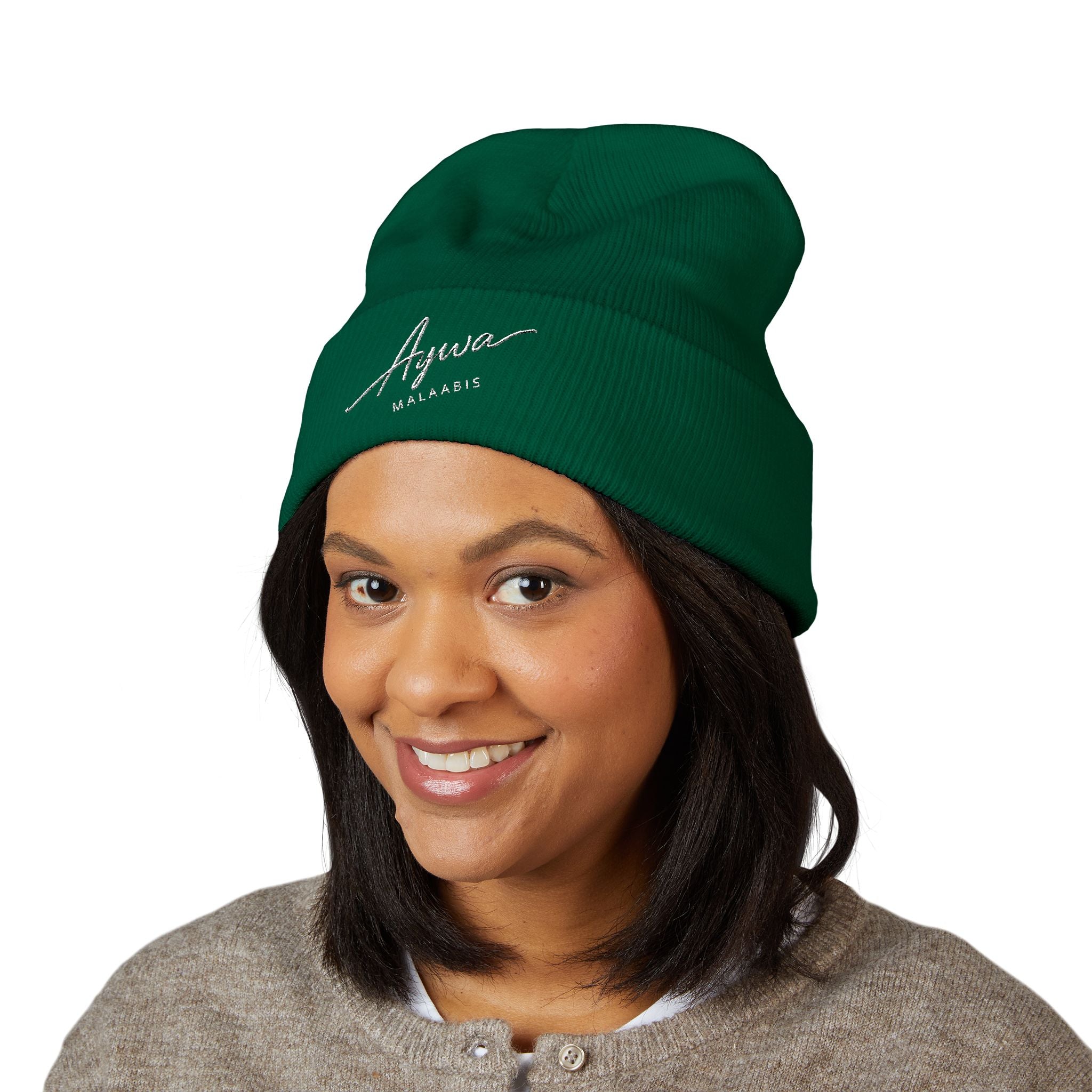 Aywa Malaabis Embroidered Beanie | Classic Cuffed Knit Hat | Minimal Streetwear Winter Cap