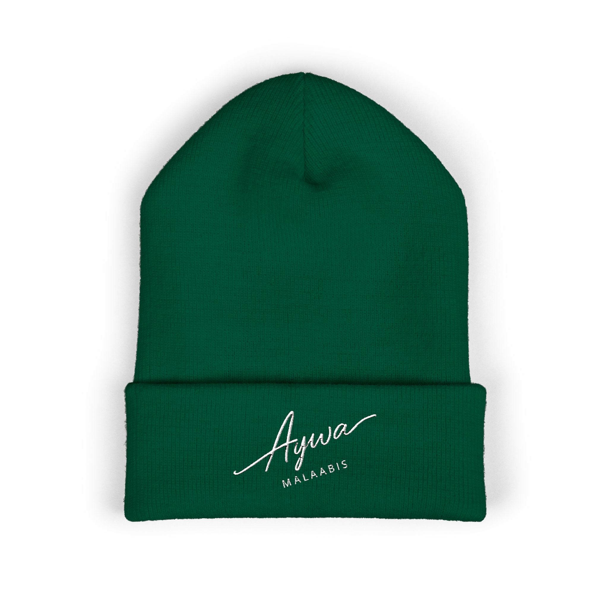 Aywa Malaabis Embroidered Beanie | Classic Cuffed Knit Hat | Minimal Streetwear Winter Cap