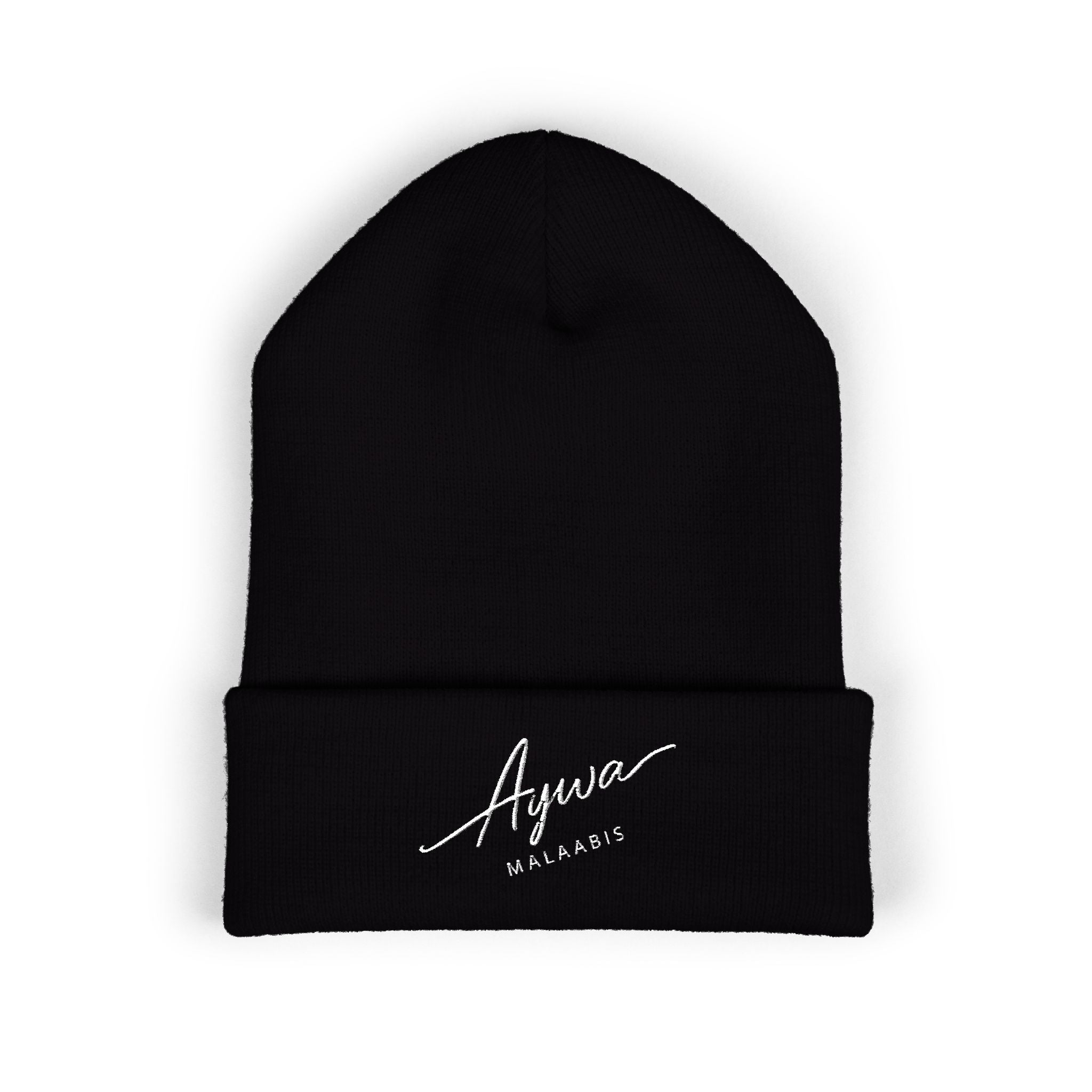 Aywa Malaabis Embroidered Beanie | Classic Cuffed Knit Hat | Minimal Streetwear Winter Cap