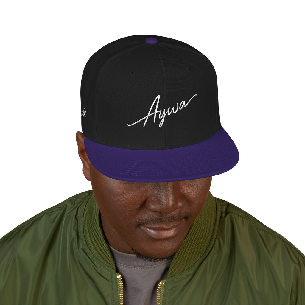 Aywa Malaabis Snapback Hat — Embroidered 'Aywa' Streetwear Cap