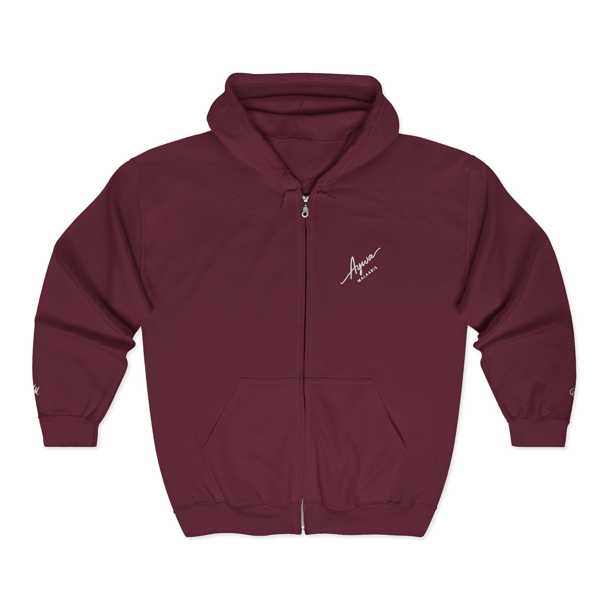 Aywa Malaabis - Signature Script Zip Hoodie- White Font