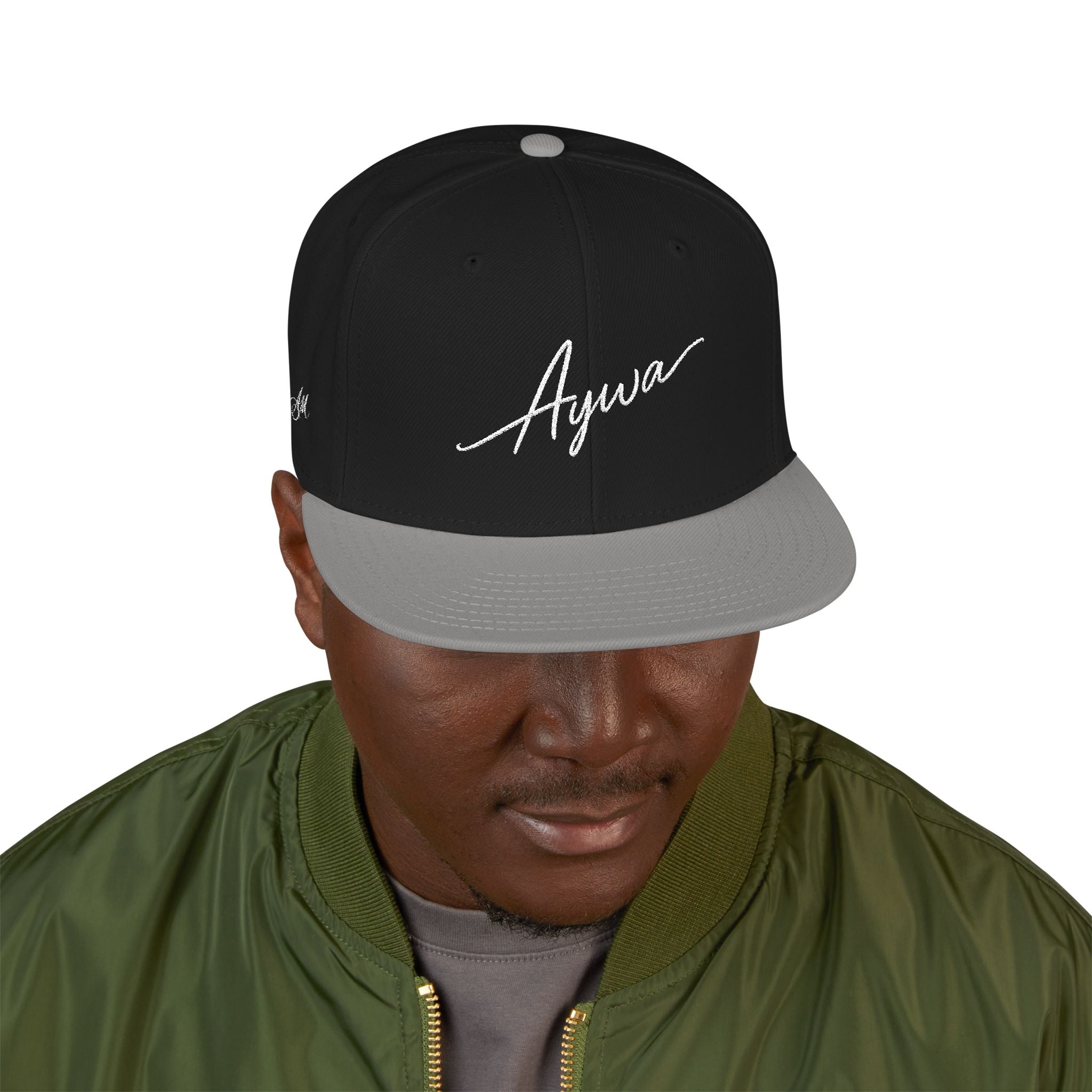 Aywa Malaabis Snapback Hat — Embroidered 'Aywa' Streetwear Cap