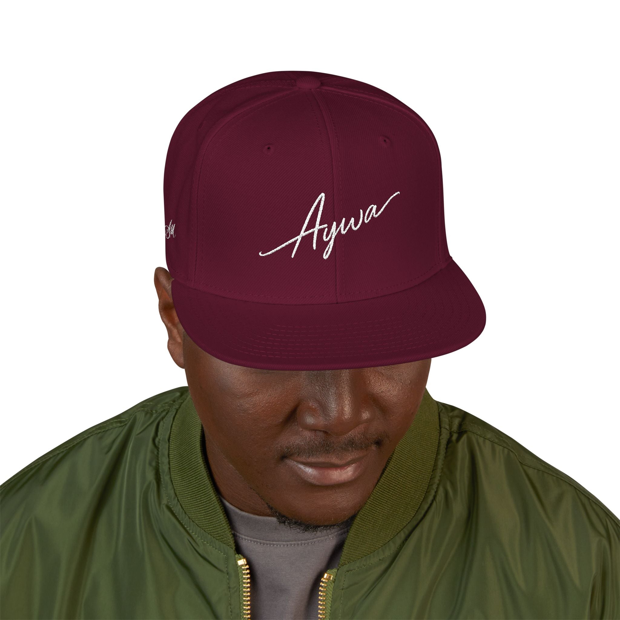 Aywa Malaabis Snapback Hat — Embroidered 'Aywa' Streetwear Cap