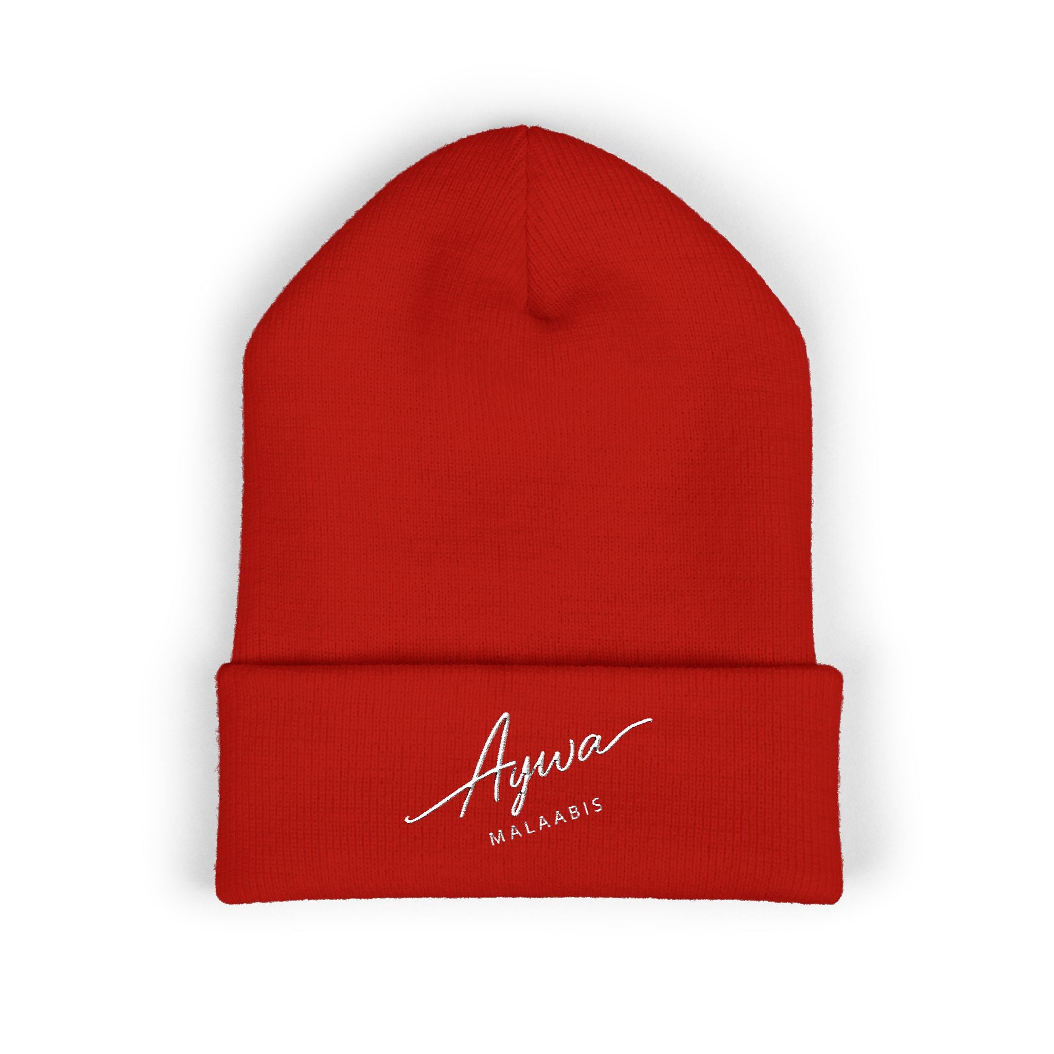 Aywa Malaabis Embroidered Beanie | Classic Cuffed Knit Hat | Minimal Streetwear Winter Cap
