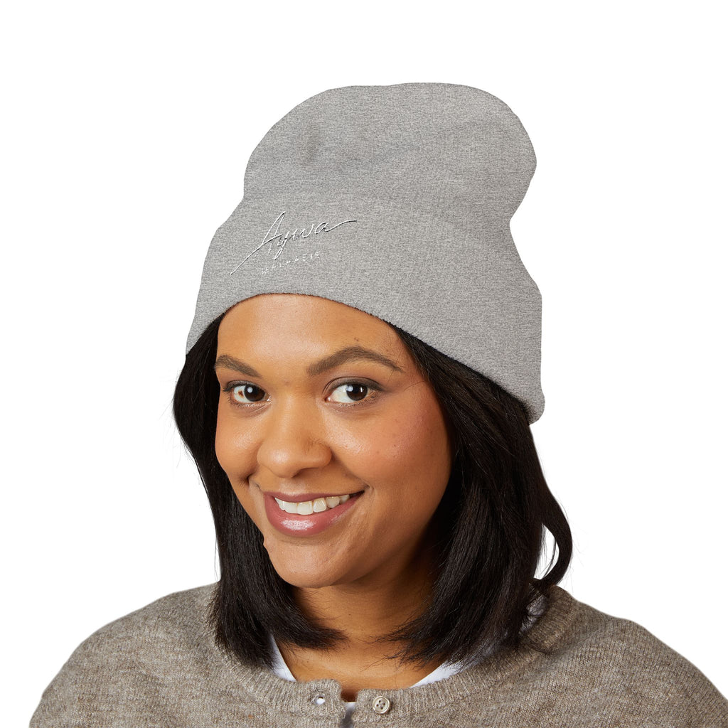 Aywa Malaabis Embroidered Beanie | Classic Cuffed Knit Hat | Minimal Streetwear Winter Cap