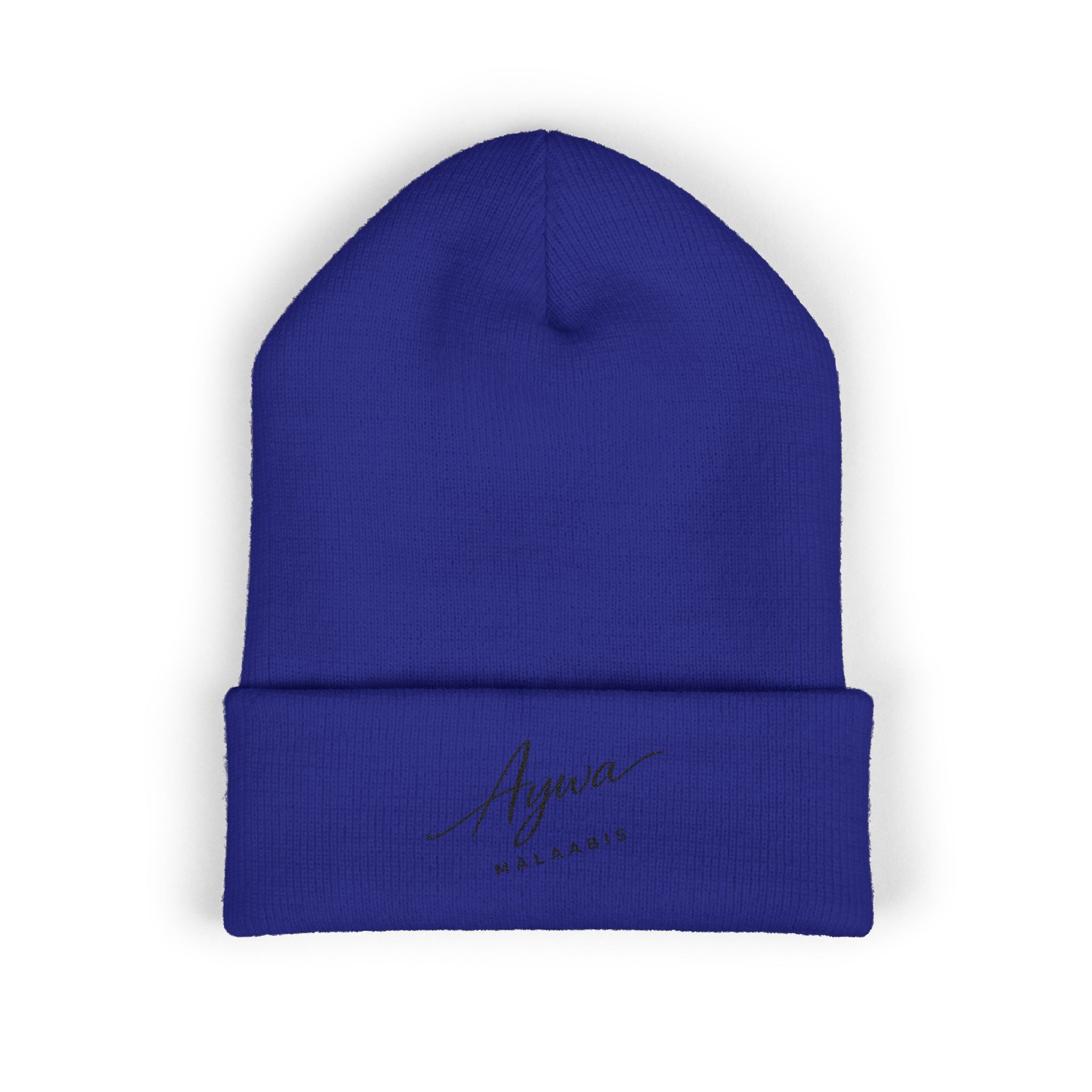 Aywa Malaabis Embroidered Beanie | Classic Cuffed Knit Hat | Minimal Streetwear Winter Cap