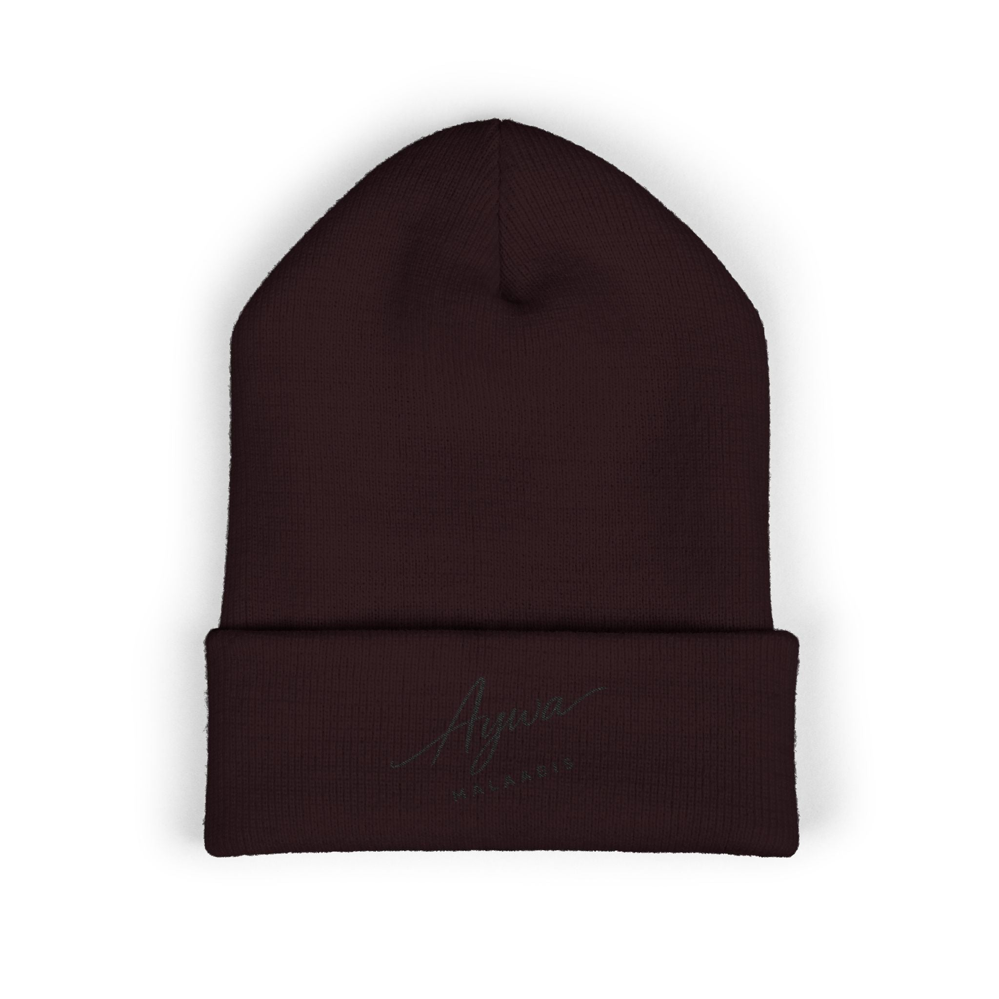 Aywa Malaabis Embroidered Beanie | Classic Cuffed Knit Hat | Minimal Streetwear Winter Cap