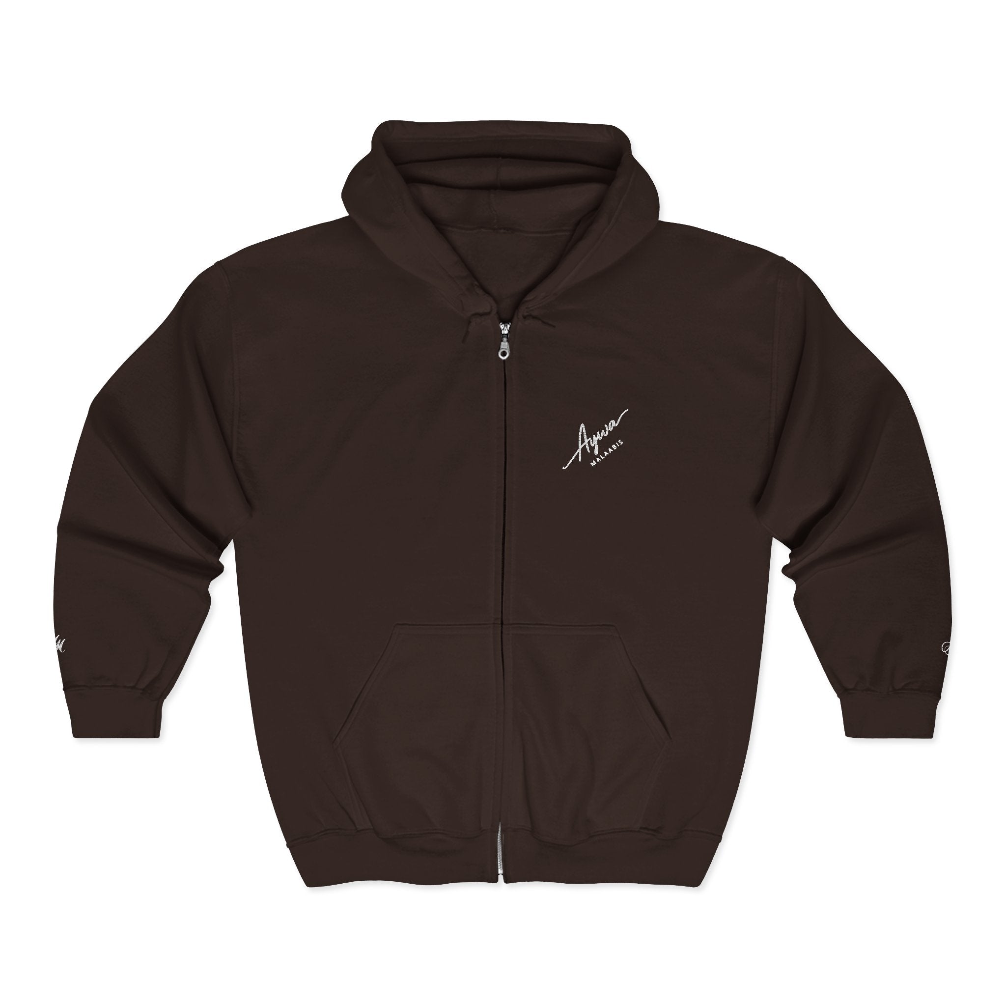 Aywa Malaabis - Signature Script Zip Hoodie- White Font