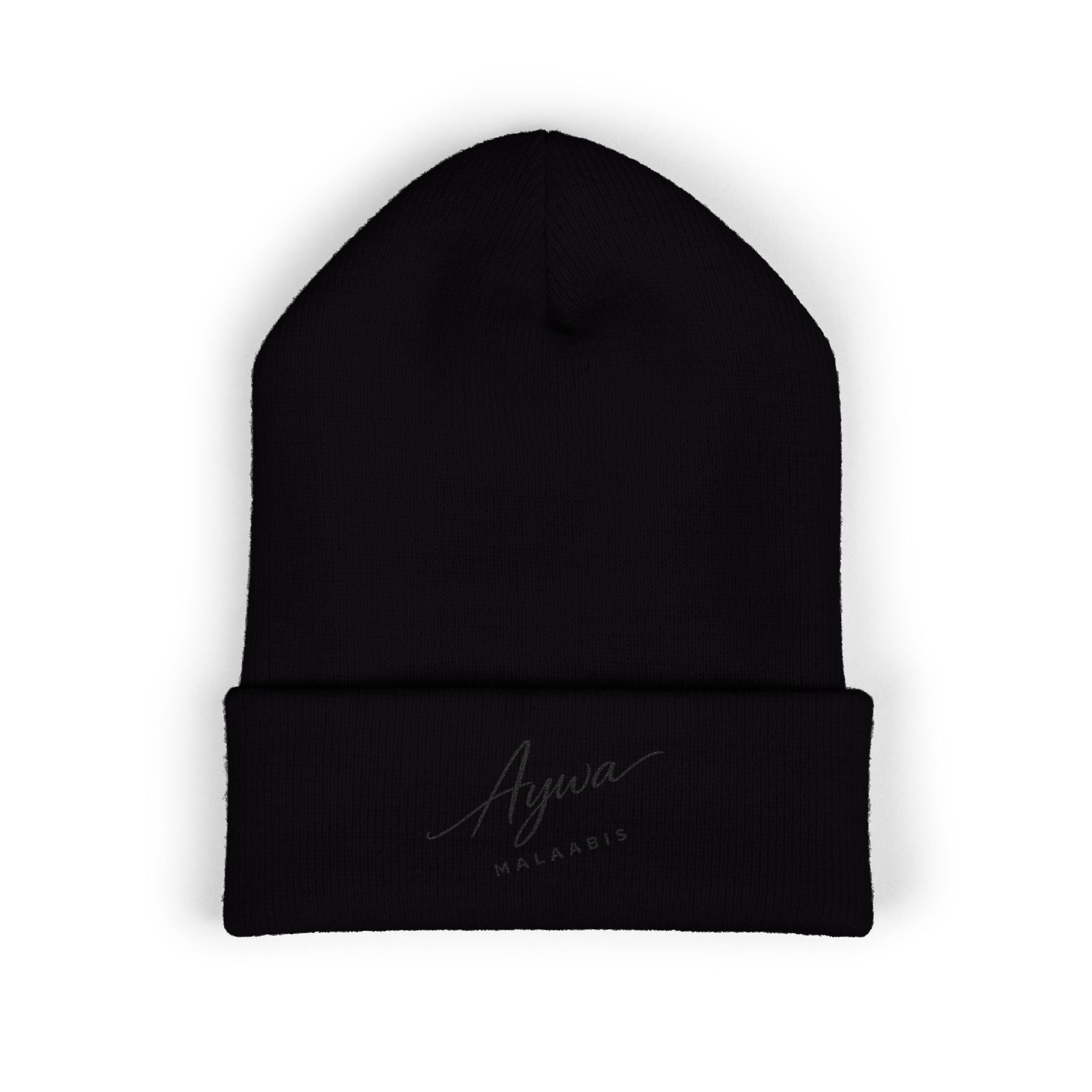 Aywa Malaabis Embroidered Beanie | Classic Cuffed Knit Hat | Minimal Streetwear Winter Cap