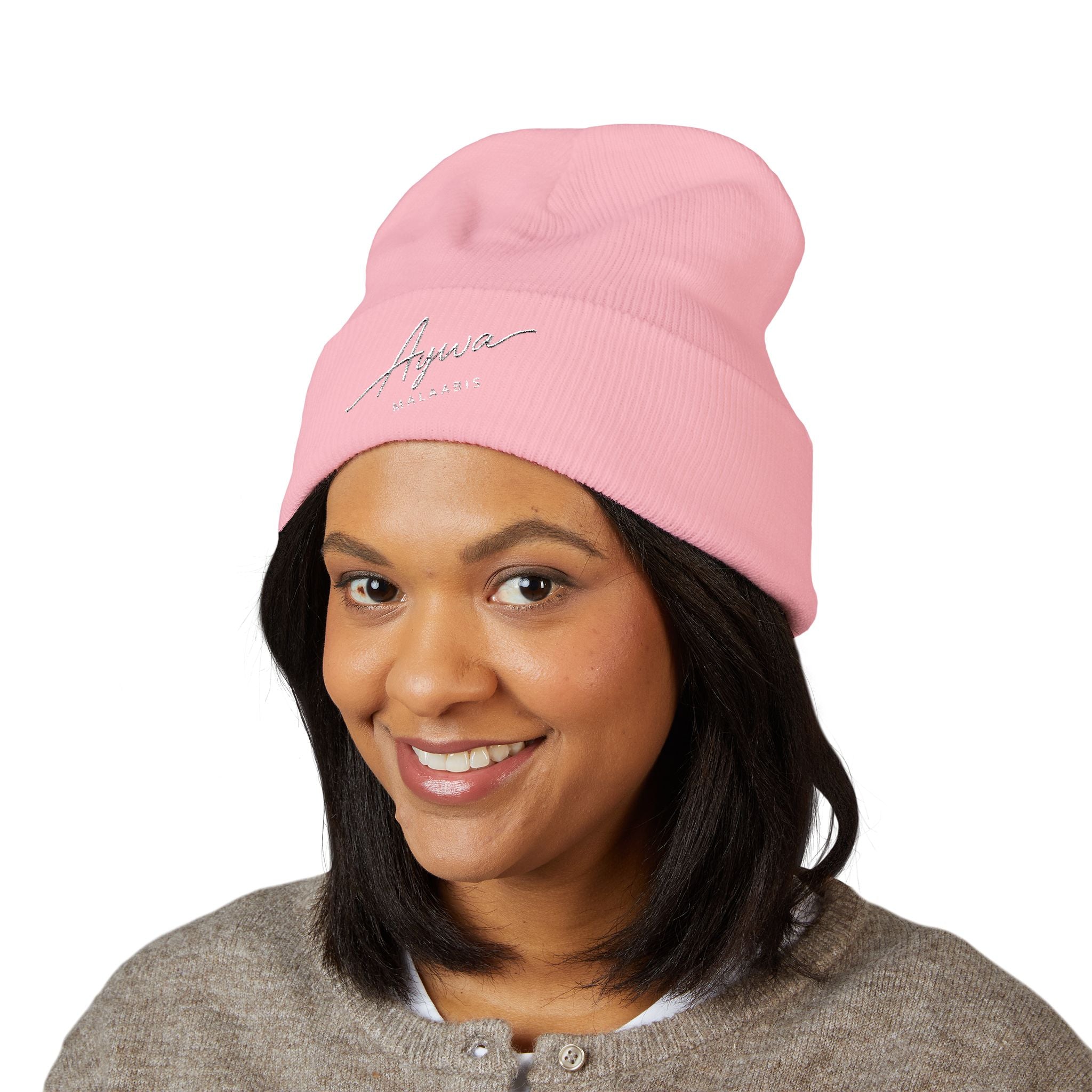 Aywa Malaabis Embroidered Beanie | Classic Cuffed Knit Hat | Minimal Streetwear Winter Cap