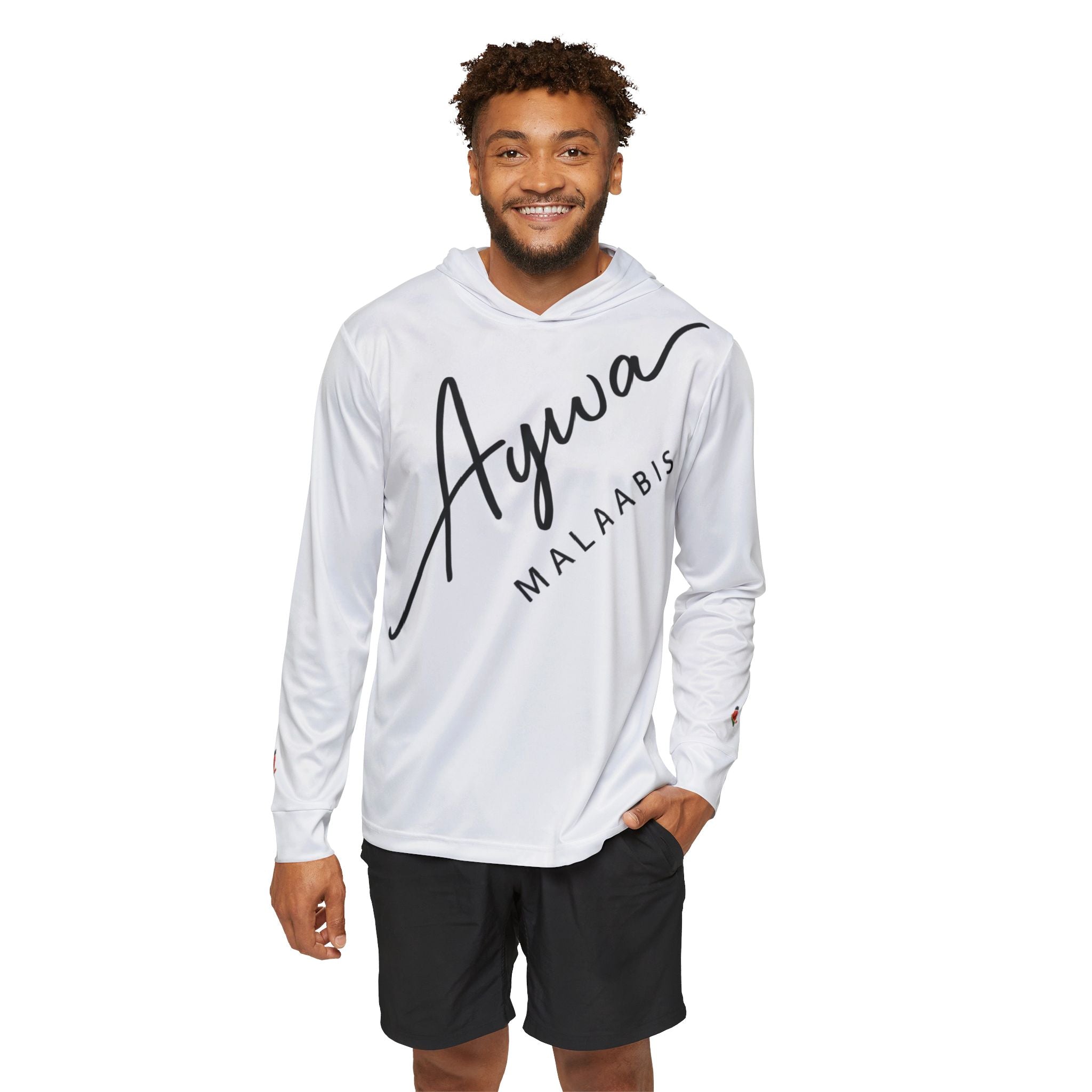 Aywa Malaabis - Aywa's Aqua Waves Sports Hoodie- Large Black Font