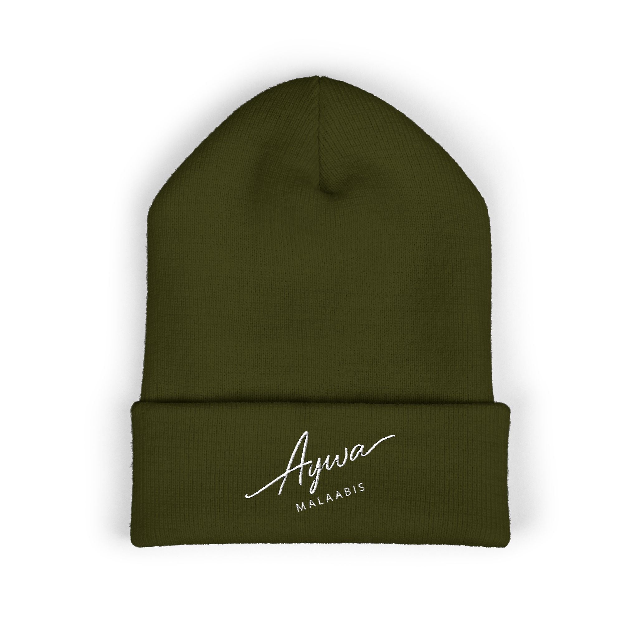 Aywa Malaabis Embroidered Beanie | Classic Cuffed Knit Hat | Minimal Streetwear Winter Cap