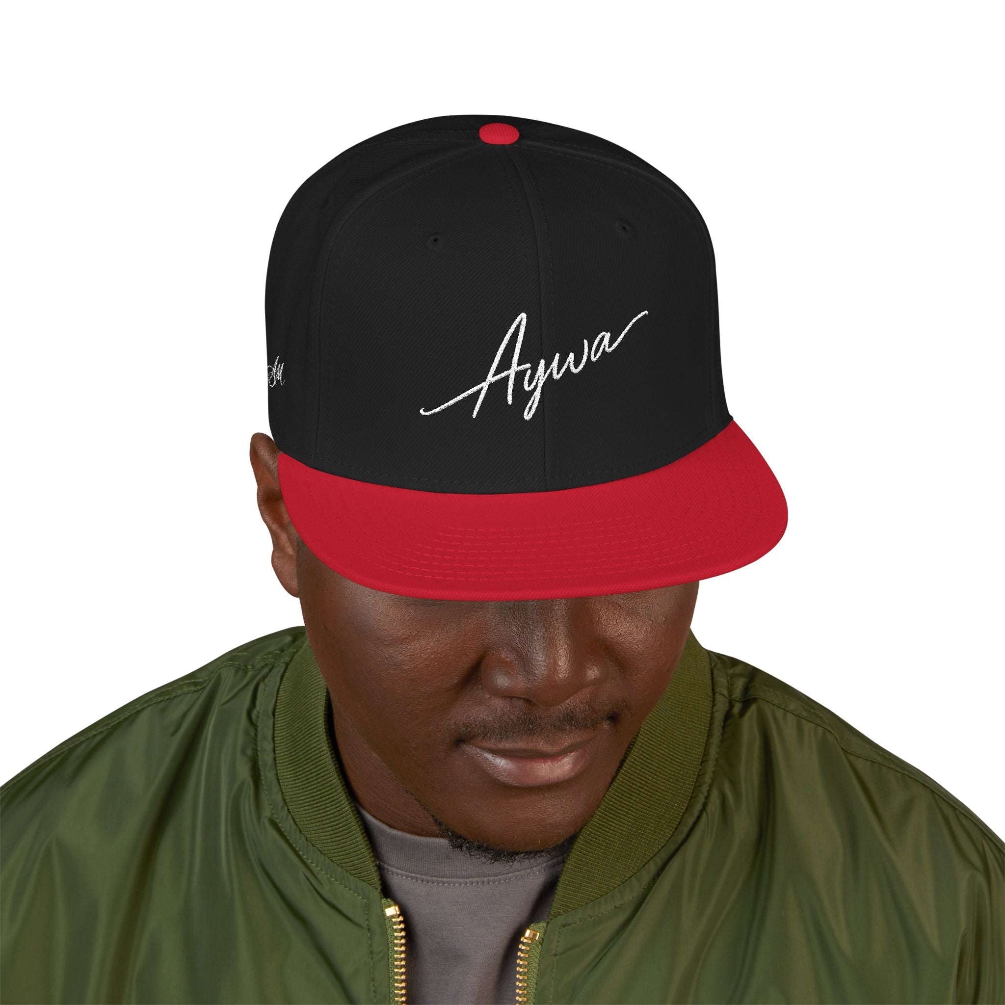 Aywa Malaabis Snapback Hat — Embroidered 'Aywa' Streetwear Cap