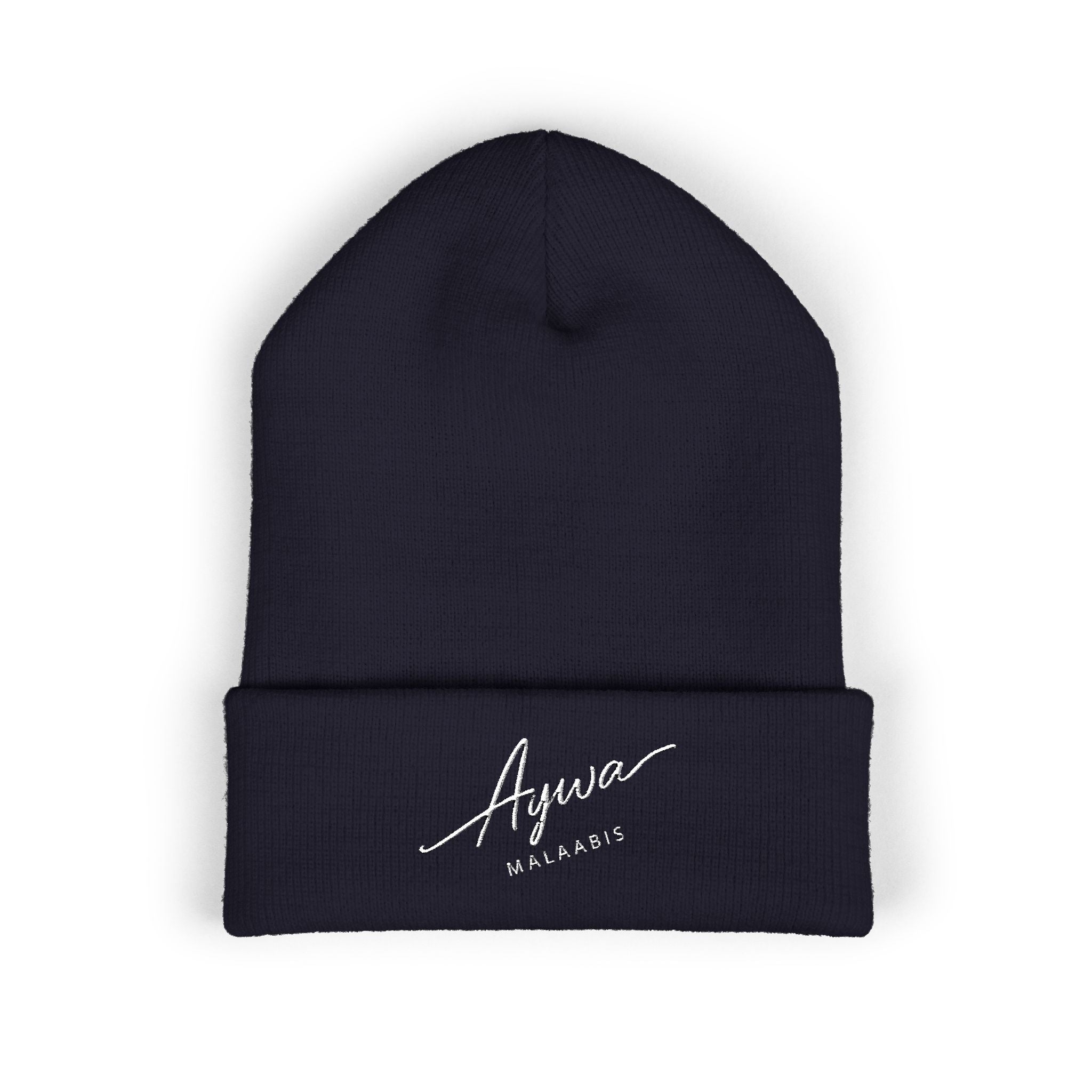 Aywa Malaabis Embroidered Beanie | Classic Cuffed Knit Hat | Minimal Streetwear Winter Cap